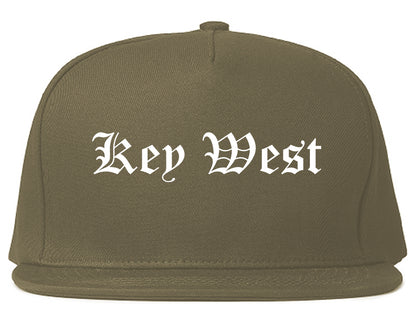 Key West Florida FL Old English Mens Snapback Hat Grey