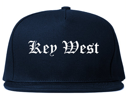 Key West Florida FL Old English Mens Snapback Hat Navy Blue