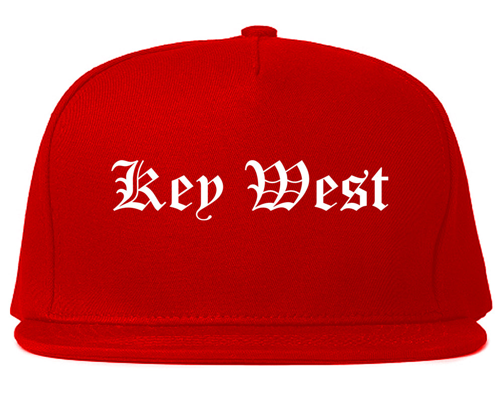 Key West Florida FL Old English Mens Snapback Hat Red