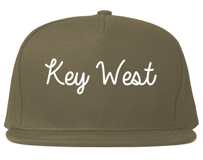 Key West Florida FL Script Mens Snapback Hat Grey