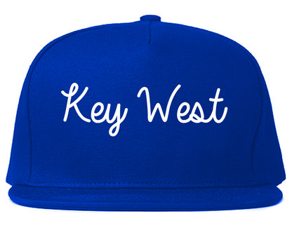 Key West Florida FL Script Mens Snapback Hat Royal Blue