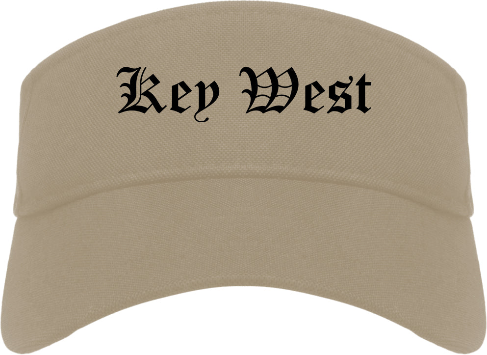 Key West Florida FL Old English Mens Visor Cap Hat Khaki