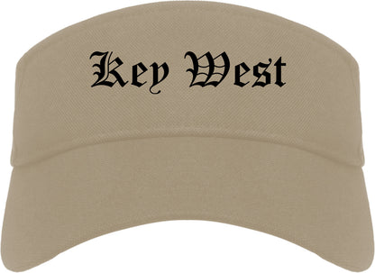 Key West Florida FL Old English Mens Visor Cap Hat Khaki