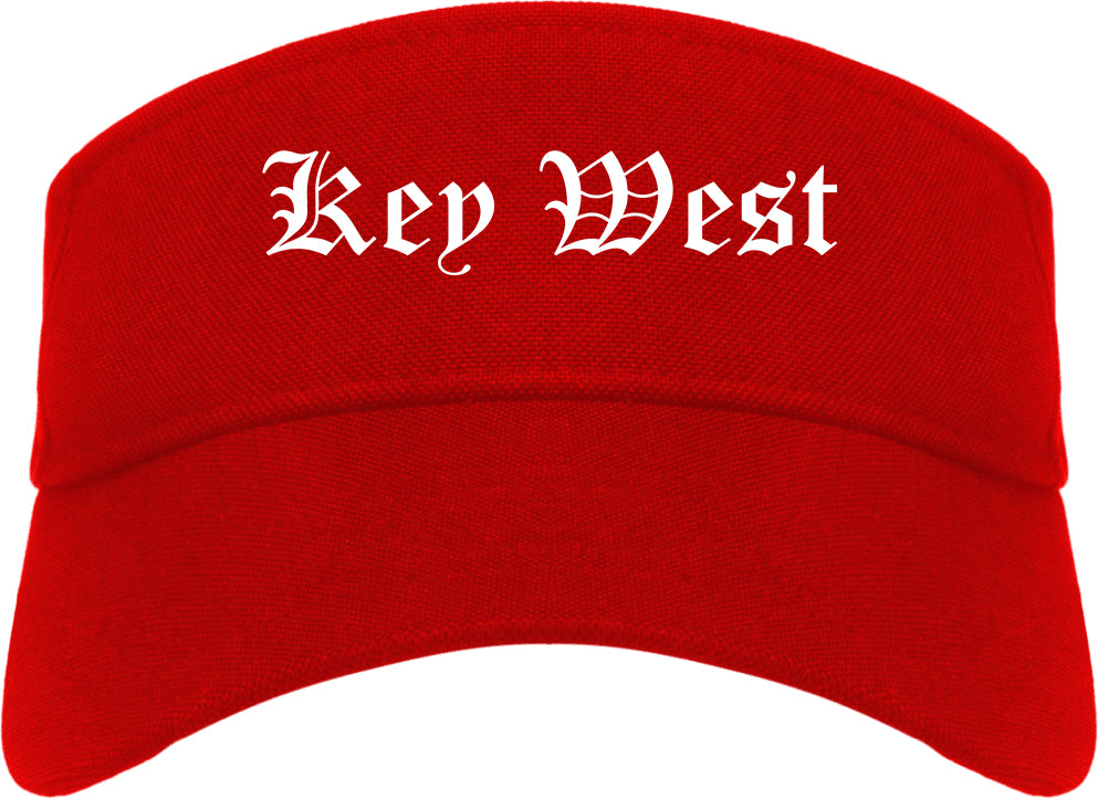 Key West Florida FL Old English Mens Visor Cap Hat Red
