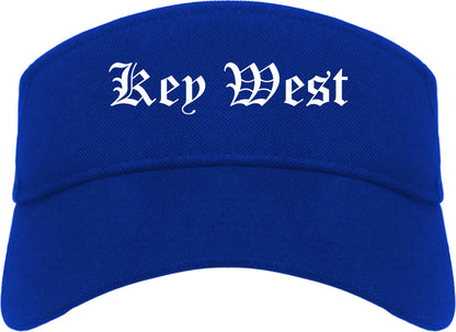 Key West Florida FL Old English Mens Visor Cap Hat Royal Blue