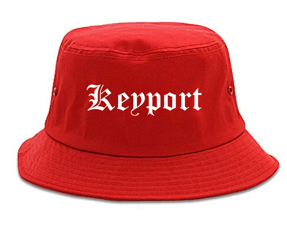 Keyport New Jersey NJ Old English Mens Bucket Hat Red