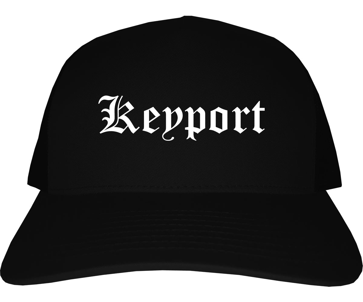 Keyport New Jersey NJ Old English Mens Trucker Hat Cap Black