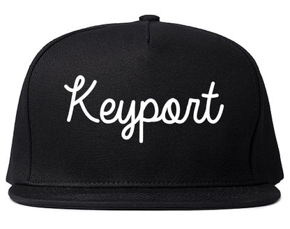 Keyport New Jersey NJ Script Mens Snapback Hat Black