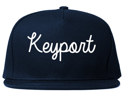 Keyport New Jersey NJ Script Mens Snapback Hat Navy Blue