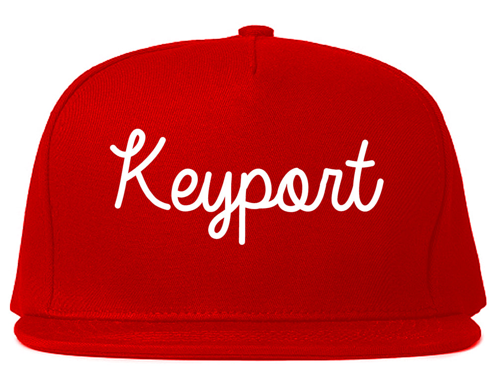 Keyport New Jersey NJ Script Mens Snapback Hat Red