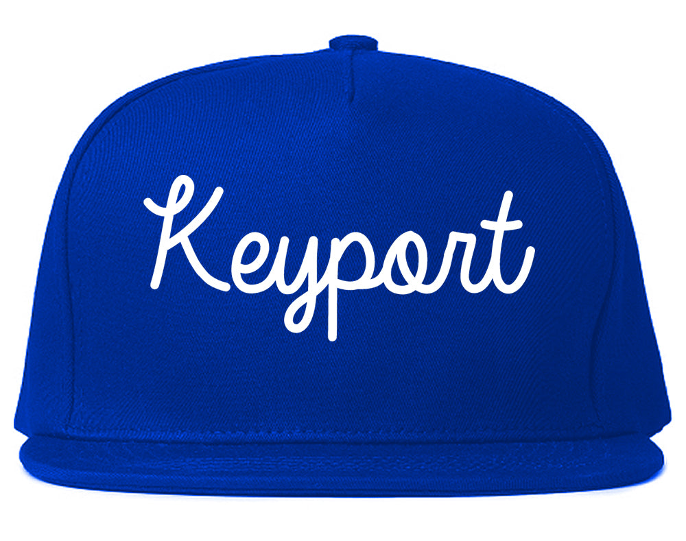 Keyport New Jersey NJ Script Mens Snapback Hat Royal Blue
