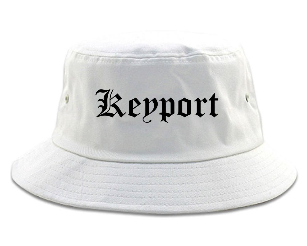 Keyport New Jersey NJ Old English Mens Bucket Hat White