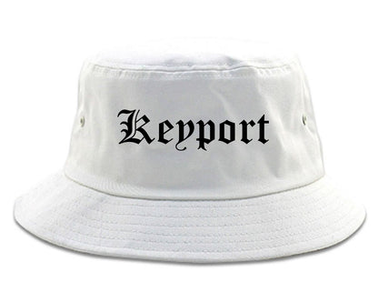 Keyport New Jersey NJ Old English Mens Bucket Hat White