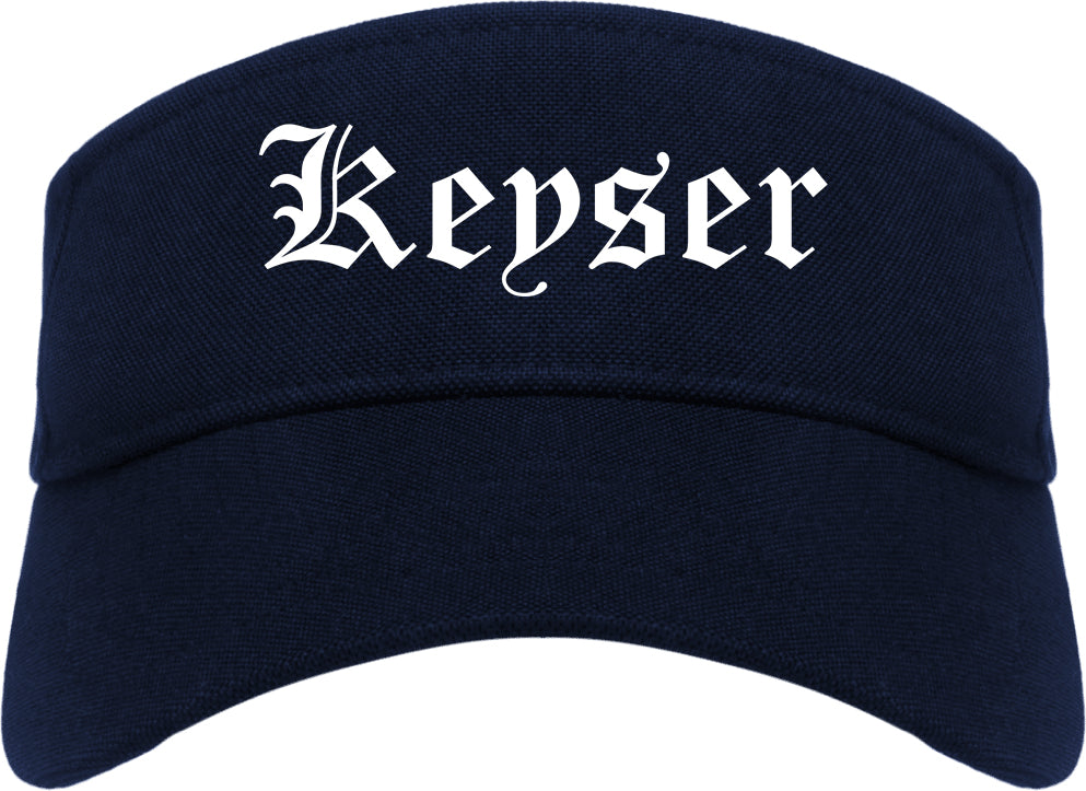Keyser West Virginia WV Old English Mens Visor Cap Hat Navy Blue