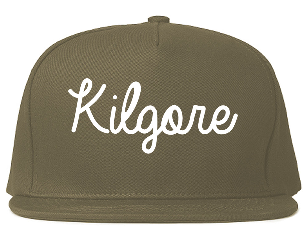 Kilgore Texas TX Script Mens Snapback Hat Grey