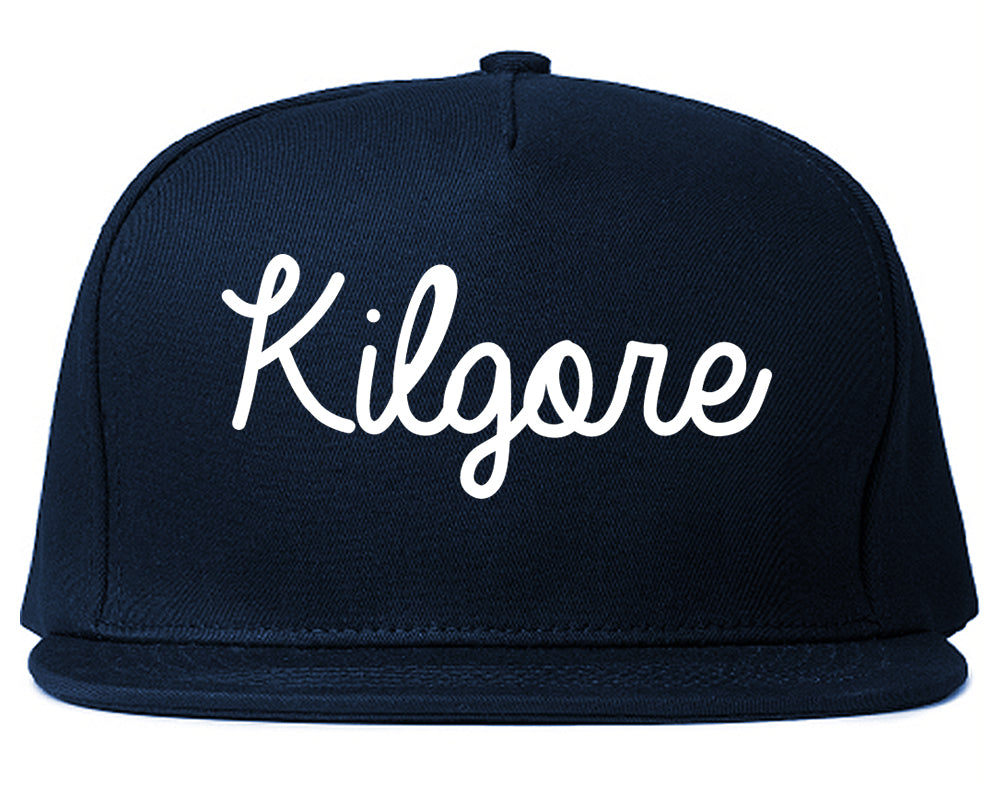 Kilgore Texas TX Script Mens Snapback Hat Navy Blue