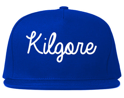Kilgore Texas TX Script Mens Snapback Hat Royal Blue