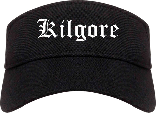 Kilgore Texas TX Old English Mens Visor Cap Hat Black