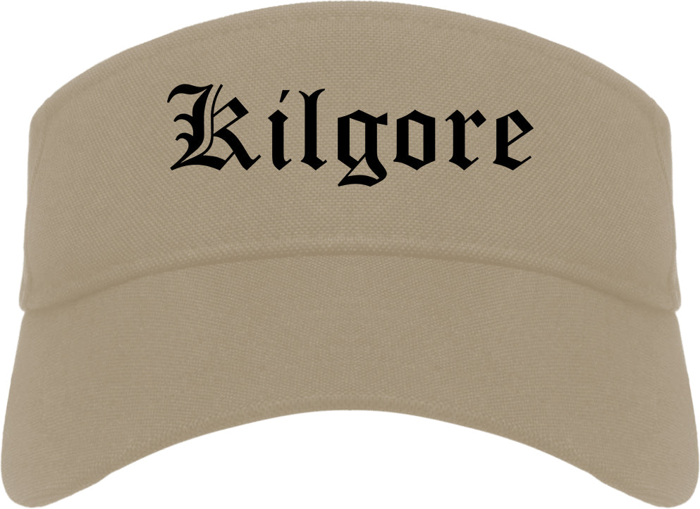 Kilgore Texas TX Old English Mens Visor Cap Hat Khaki