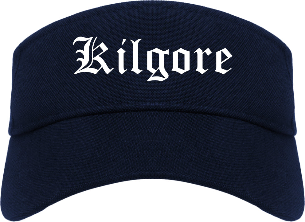 Kilgore Texas TX Old English Mens Visor Cap Hat Navy Blue