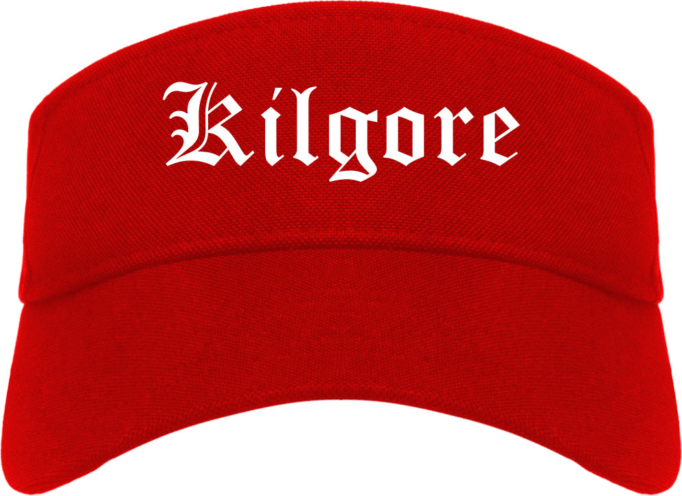 Kilgore Texas TX Old English Mens Visor Cap Hat Red