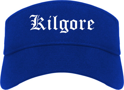 Kilgore Texas TX Old English Mens Visor Cap Hat Royal Blue