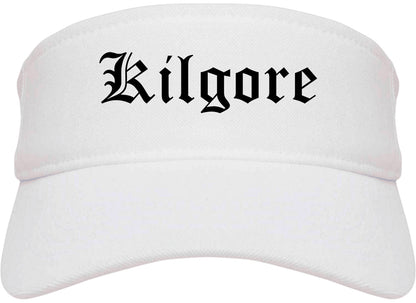 Kilgore Texas TX Old English Mens Visor Cap Hat White