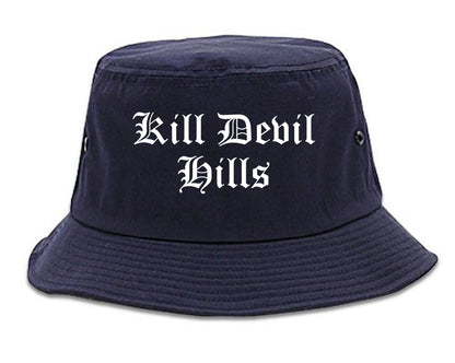 Kill Devil Hills North Carolina NC Old English Mens Bucket Hat Navy Blue