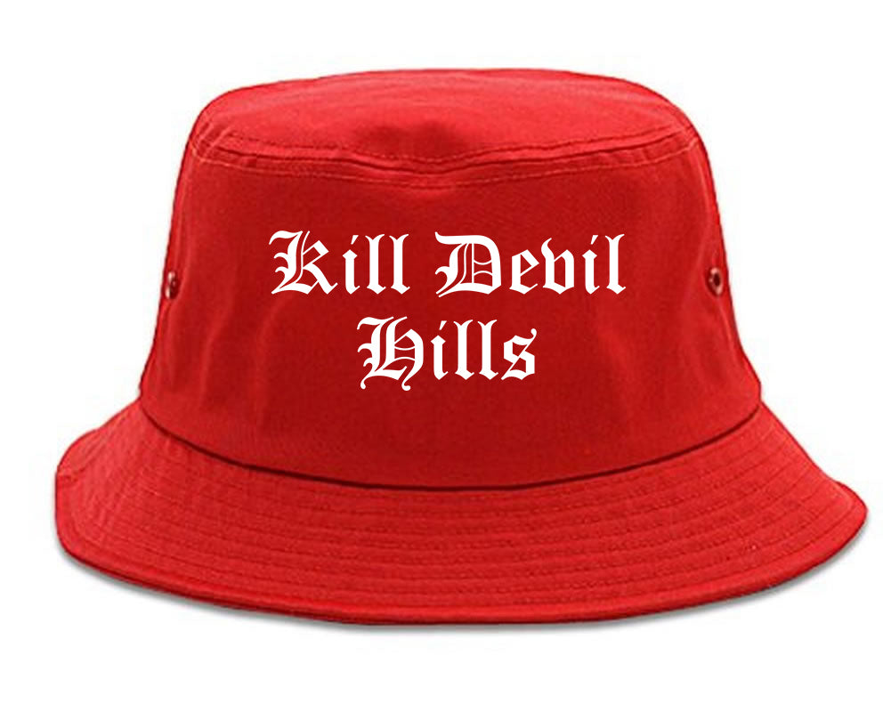 Kill Devil Hills North Carolina NC Old English Mens Bucket Hat Red