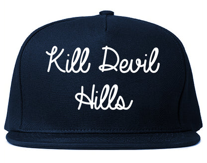 Kill Devil Hills North Carolina NC Script Mens Snapback Hat Navy Blue