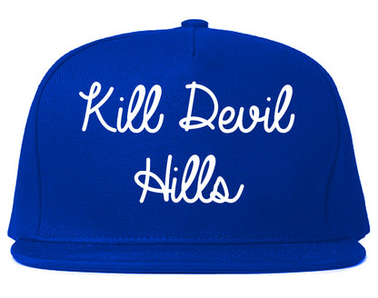 Kill Devil Hills North Carolina NC Script Mens Snapback Hat Royal Blue