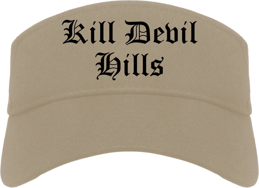 Kill Devil Hills North Carolina NC Old English Mens Visor Cap Hat Khaki