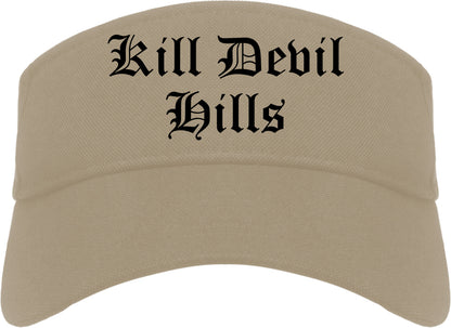 Kill Devil Hills North Carolina NC Old English Mens Visor Cap Hat Khaki
