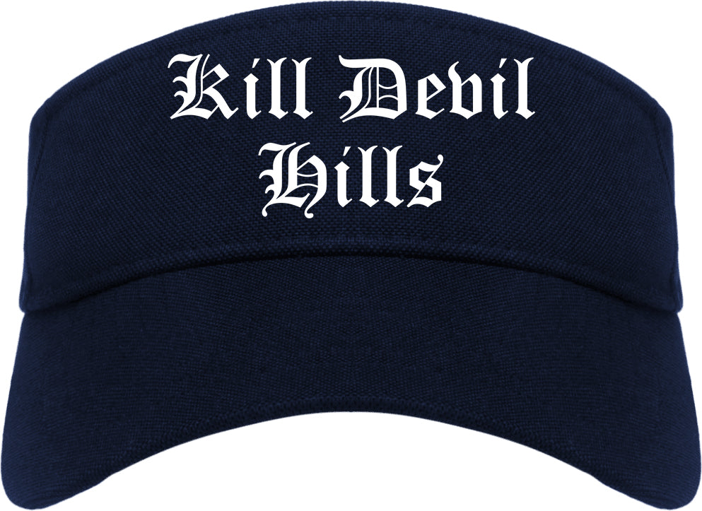 Kill Devil Hills North Carolina NC Old English Mens Visor Cap Hat Navy Blue
