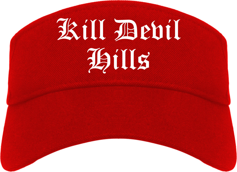 Kill Devil Hills North Carolina NC Old English Mens Visor Cap Hat Red