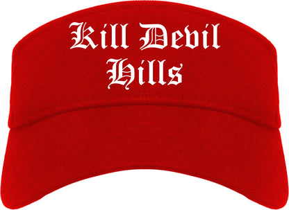 Kill Devil Hills North Carolina NC Old English Mens Visor Cap Hat Red