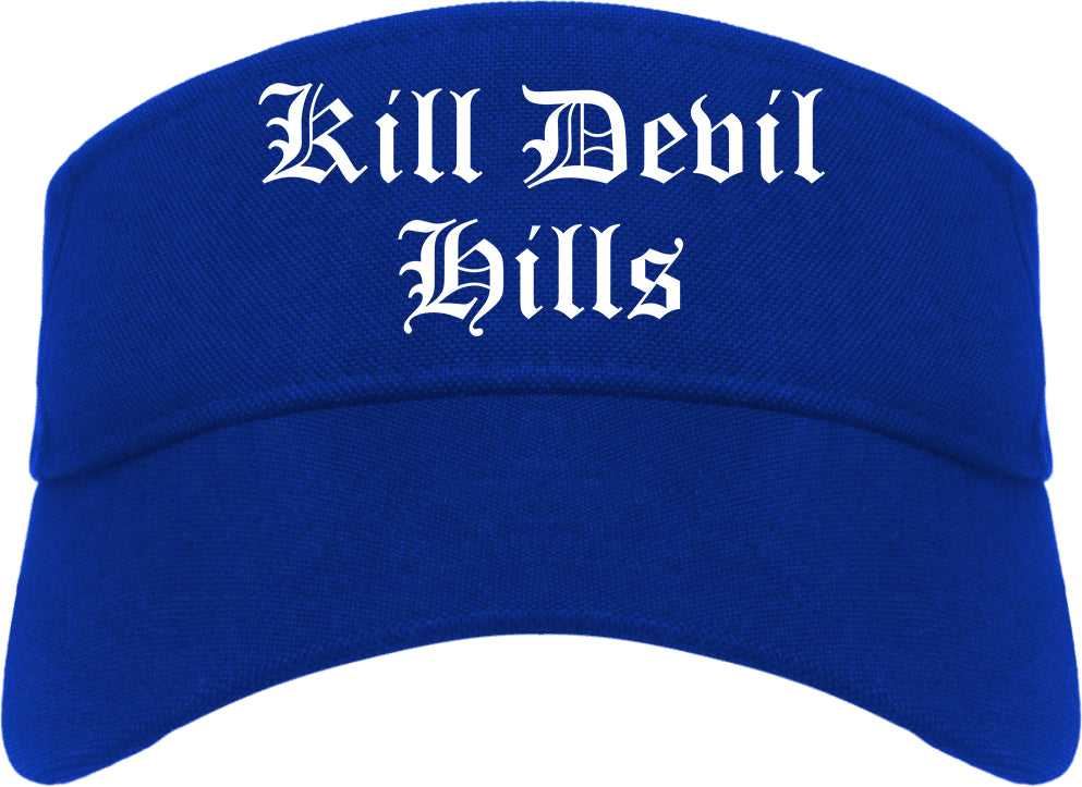 Kill Devil Hills North Carolina NC Old English Mens Visor Cap Hat Royal Blue
