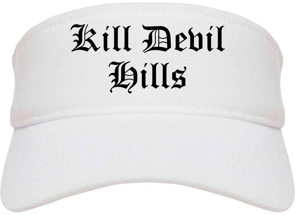 Kill Devil Hills North Carolina NC Old English Mens Visor Cap Hat White