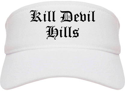 Kill Devil Hills North Carolina NC Old English Mens Visor Cap Hat White