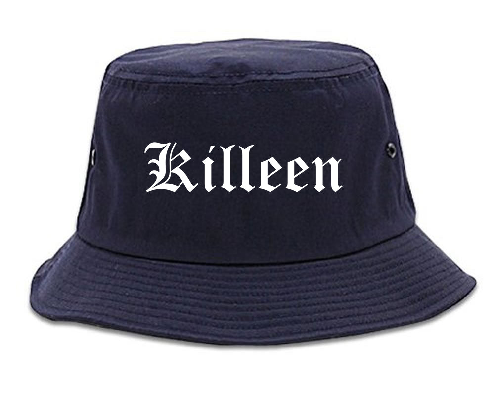 Killeen Texas TX Old English Mens Bucket Hat Navy Blue