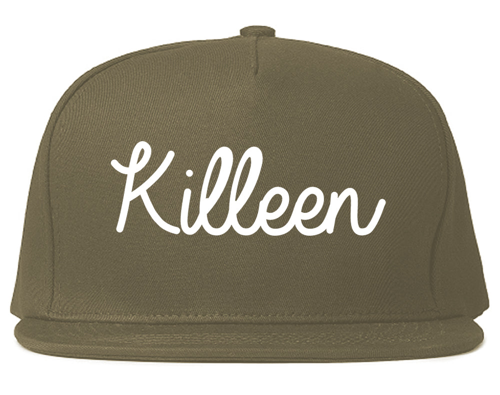 Killeen Texas TX Script Mens Snapback Hat Grey