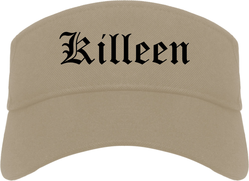 Killeen Texas TX Old English Mens Visor Cap Hat Khaki