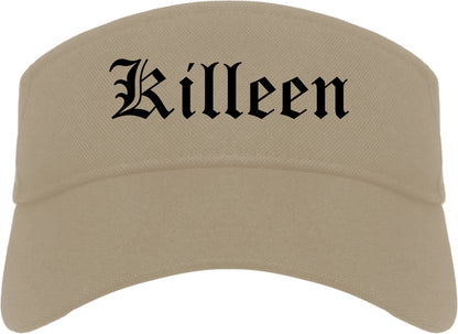 Killeen Texas TX Old English Mens Visor Cap Hat Khaki