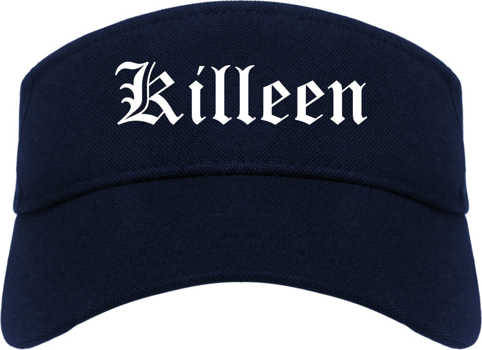 Killeen Texas TX Old English Mens Visor Cap Hat Navy Blue
