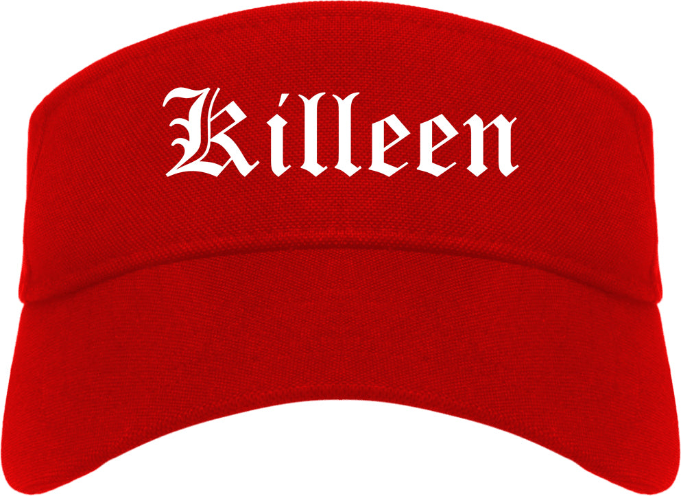 Killeen Texas TX Old English Mens Visor Cap Hat Red