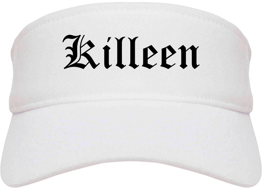 Killeen Texas TX Old English Mens Visor Cap Hat White