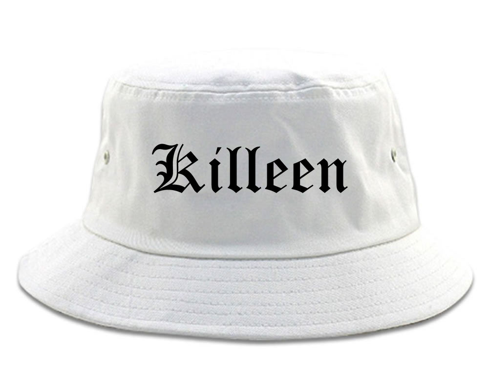 Killeen Texas TX Old English Mens Bucket Hat White