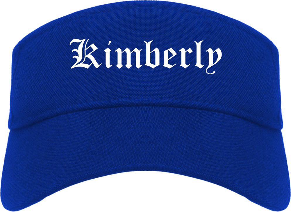 Kimberly Wisconsin WI Old English Mens Visor Cap Hat Royal Blue