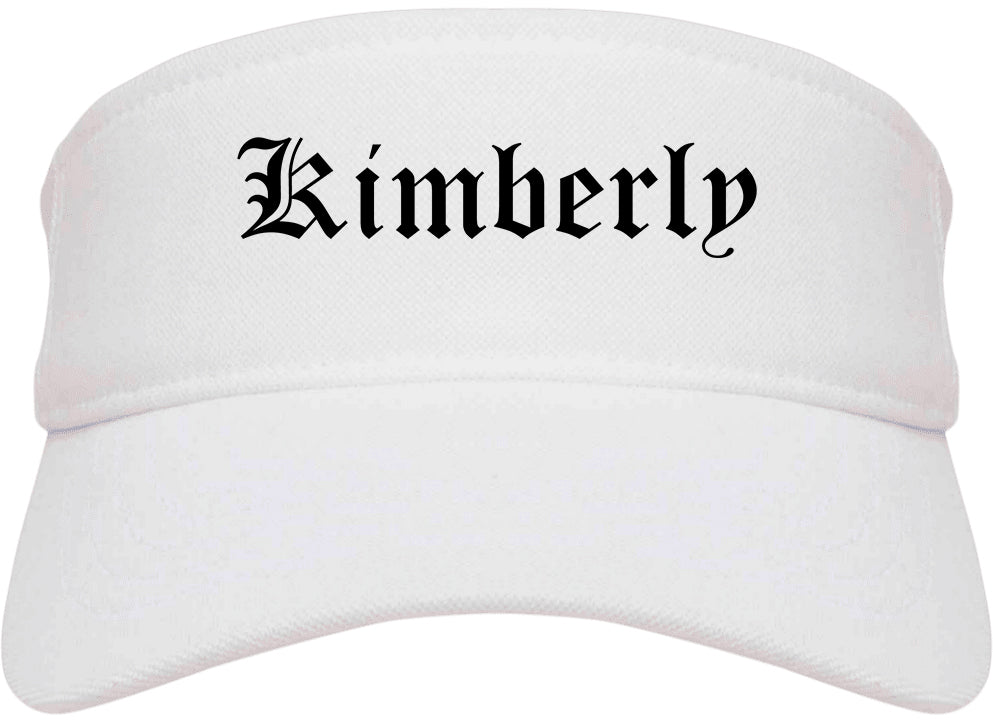 Kimberly Wisconsin WI Old English Mens Visor Cap Hat White