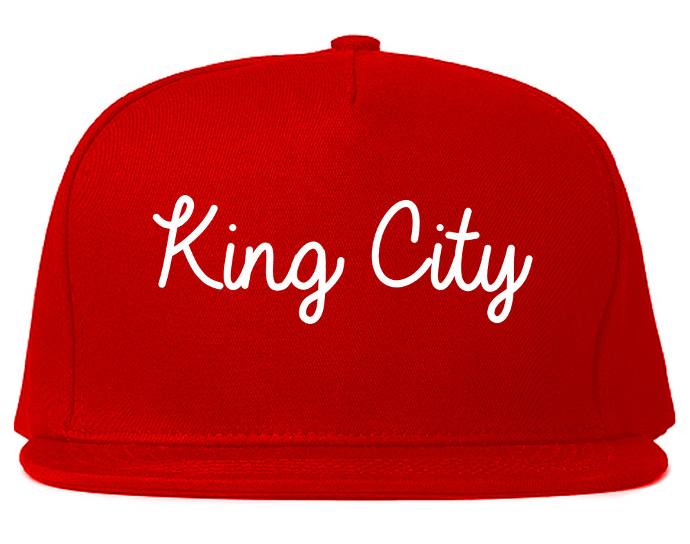 King City California CA Script Mens Snapback Hat Red